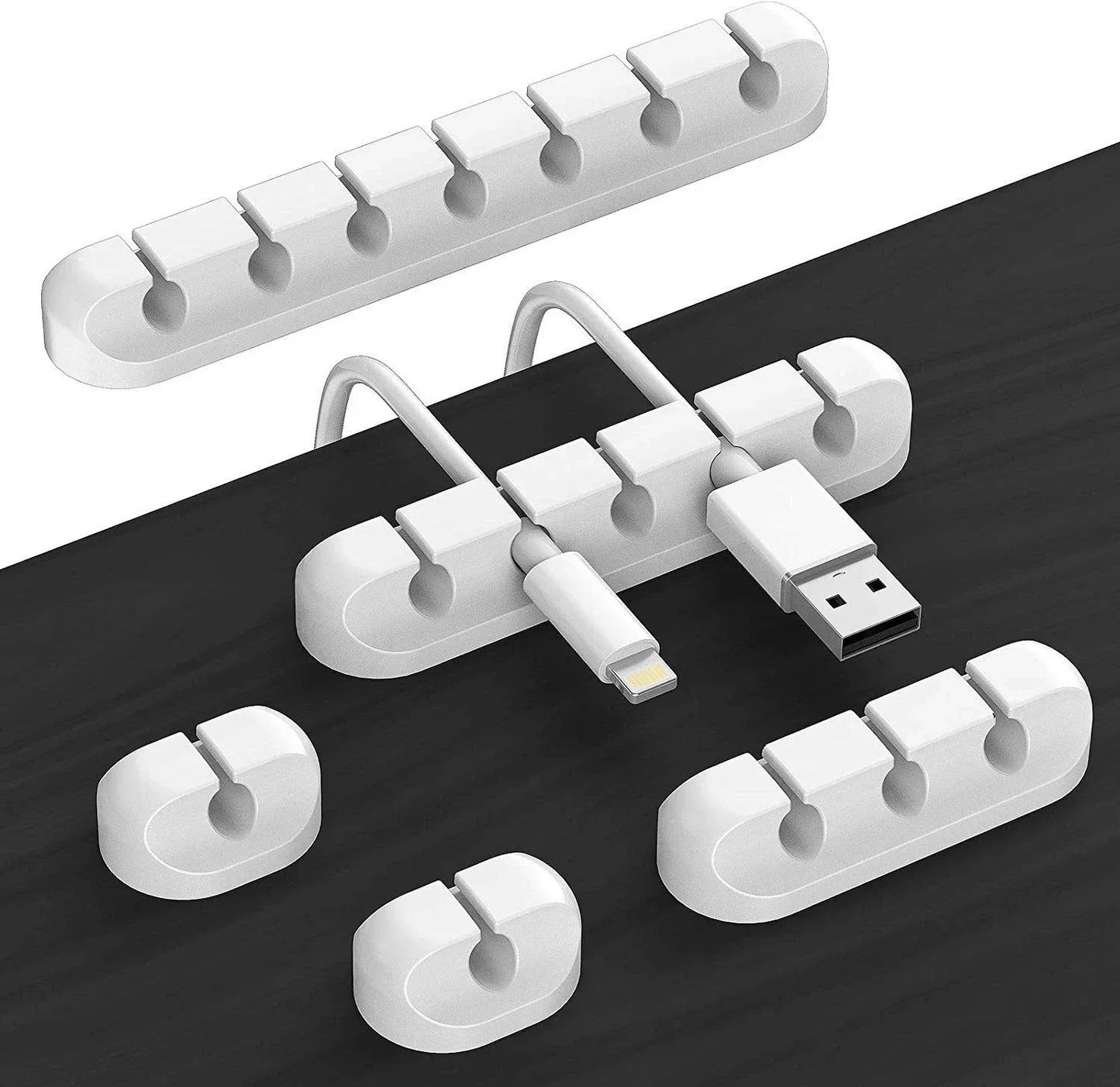 VIKEFON Cavo Cavo Organizzatore di cavi Avvolgicavo USB in silicone Clip di gestione Autoadesive per Mouse Tastiera Auricolare per iPhone