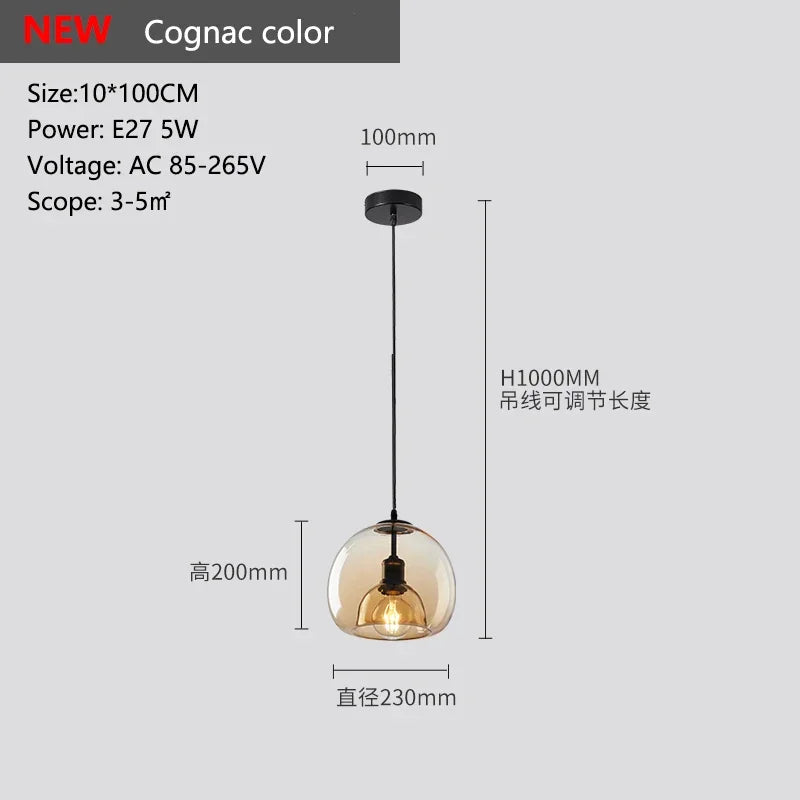 Lampadario A LED In Vetro Sospensione Moderna Grigio Per Soggiorno Pranzo Cucina E Camera Da Letto