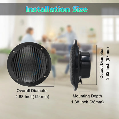 STUDIOFINIX 2PCS 4" Altoparlanti Bluetooth da soffitto impermeabili - Kit altoparlanti marini da 160 W per bagno cucina casa camper all'aperto
