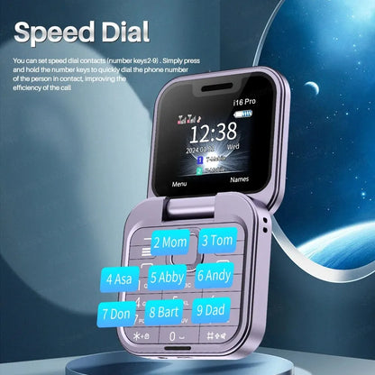 Telefono Cellulare Flip 2G Doppia SIM 1,77 Pollici Batteria 1000 mAh Lettore Video FM Jack Da 3,5 Mm