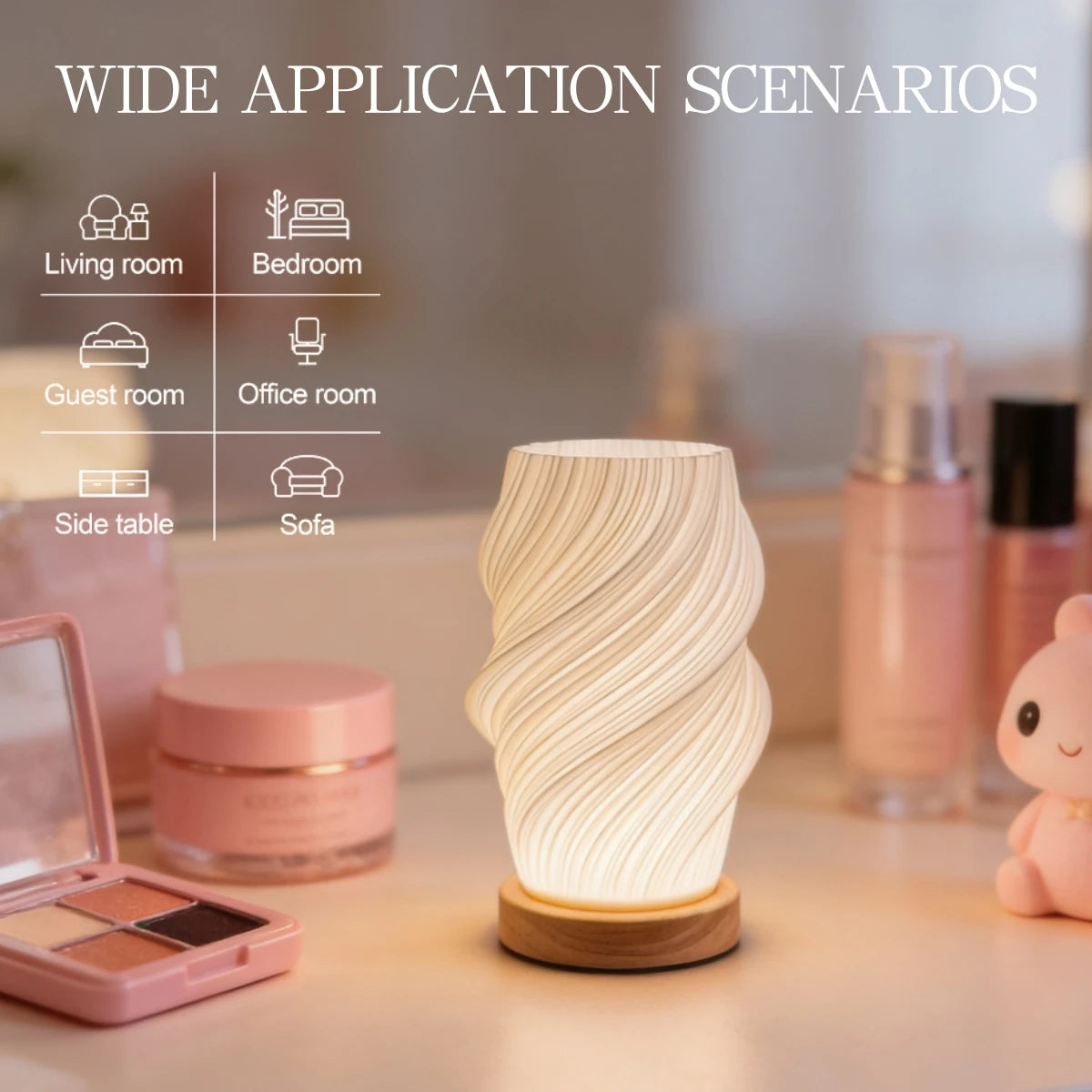 Lampada Da Scrivania Moderna 3D Stampata Con Luce Notturna Dimmerabile USB Per Camera Da Letto e Soggiorno