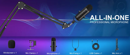 Microfono Usb Cardioide Professionale Per Streaming E Podcast Con Braccio Per Registrazione YouTube